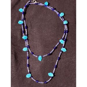 Bohemian Coastal Long Beaded  Necklace Can be Doubled - 38"